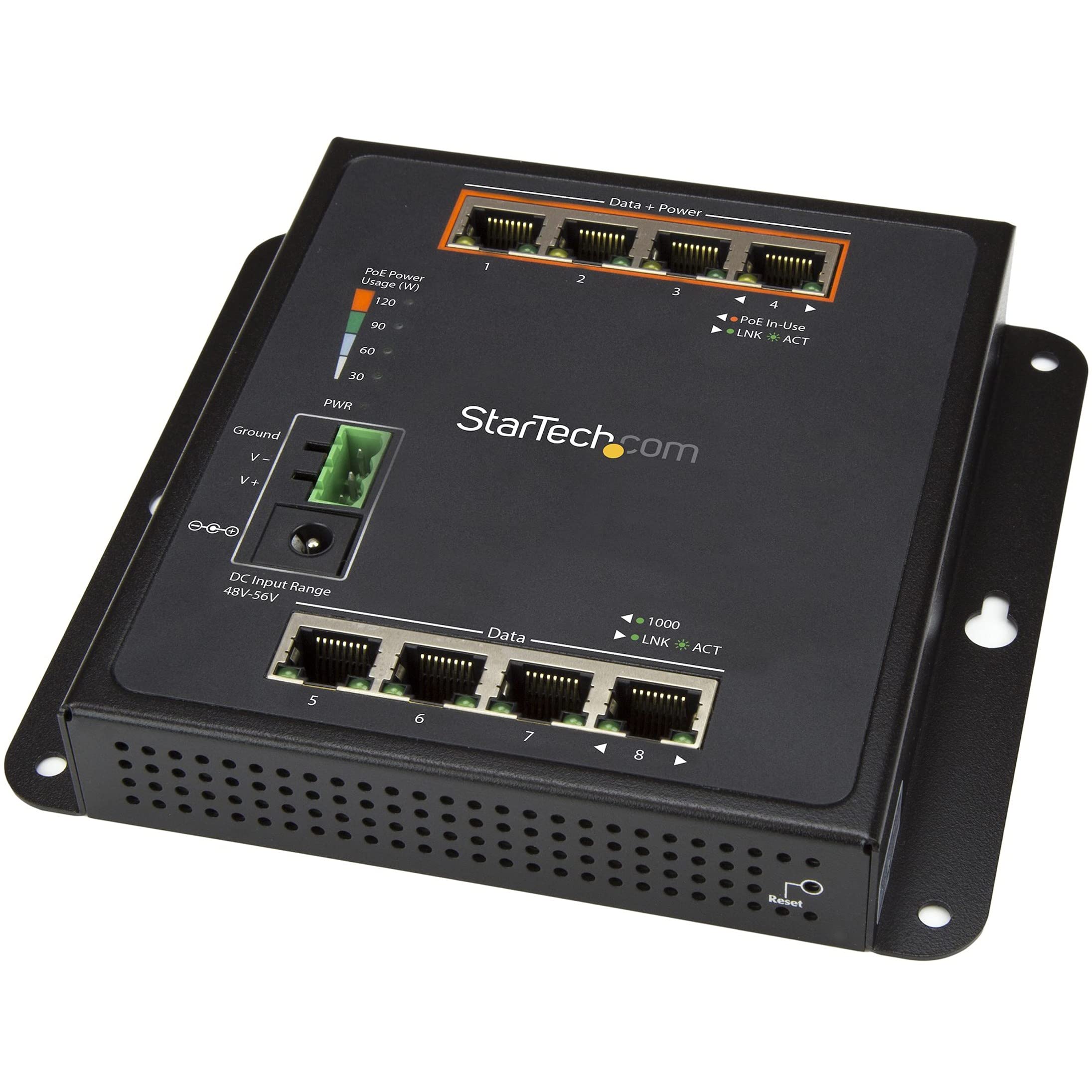INDUSTRIAL 8 PORT GIGABIT POE SWITCH UP TO 30W PER 4 POWER OVER ETHERNET PORTS +