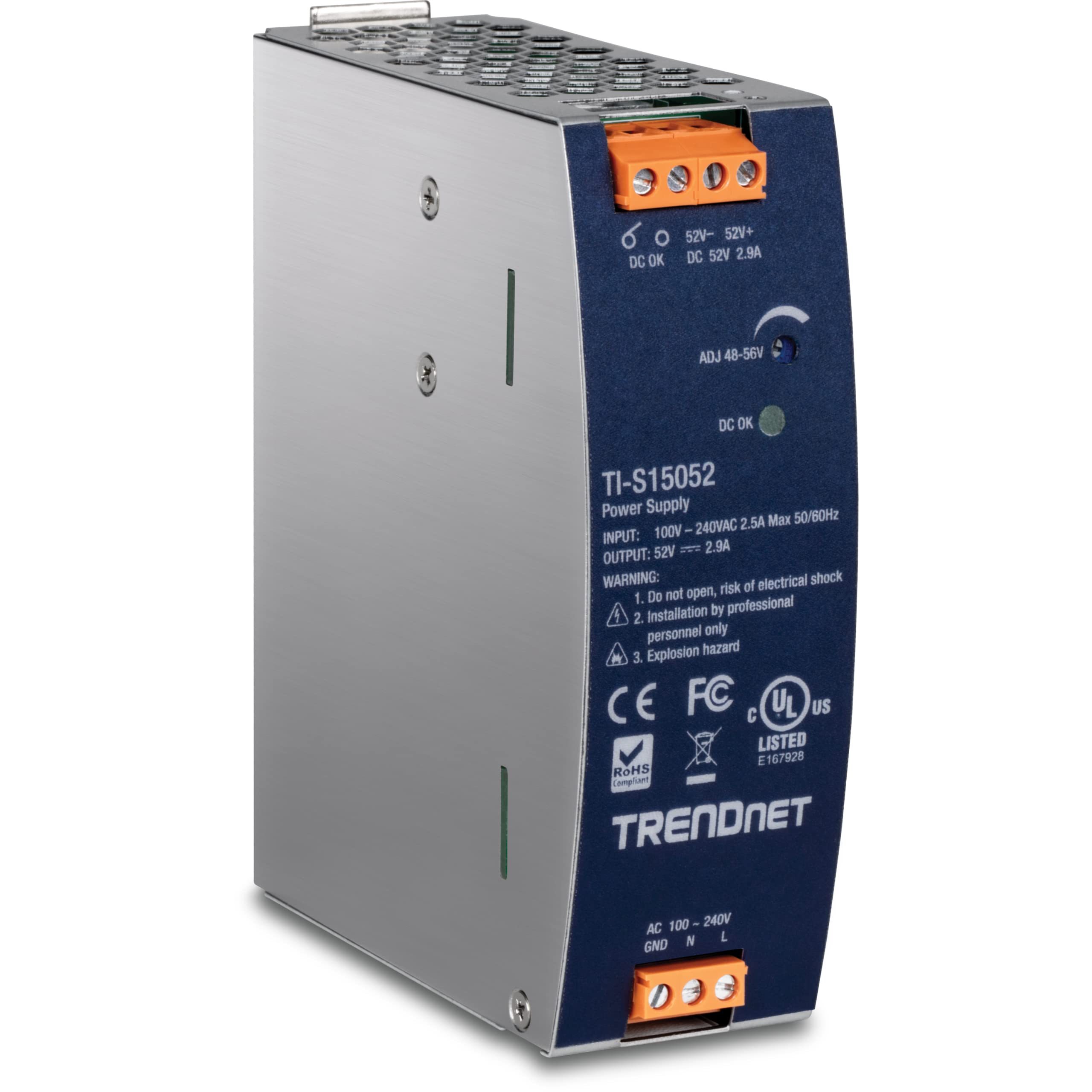 150W, 52V DC, 2.89A AC TO DC DIN-RAIL POWER SUPPLY WITH PFC FUNCTION