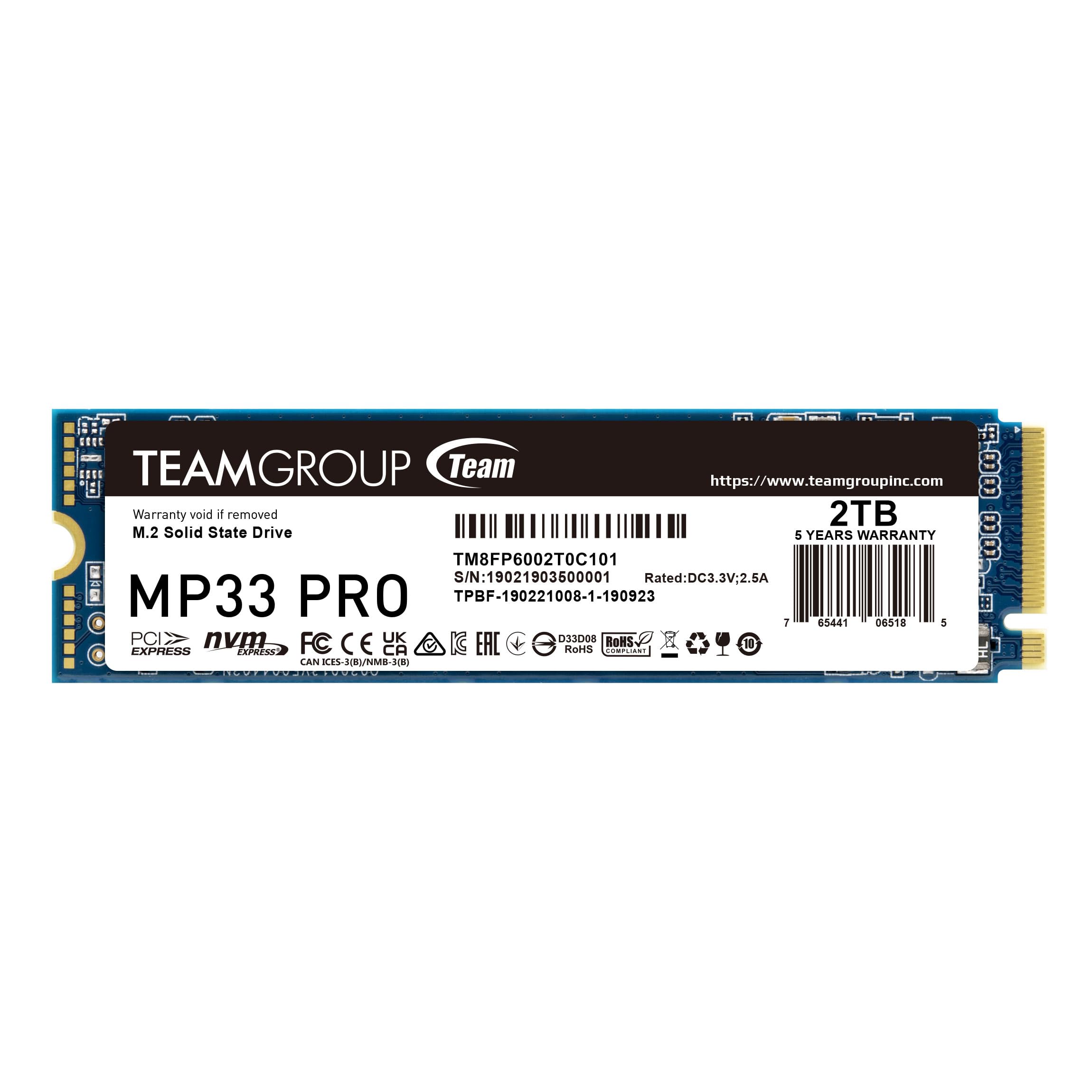 TEAMGROUP  MP33 PRO M.2 2280 2TB PCIE 3.0 X4 WITH NVME 1.3 3D NAND INTERNAL SOLI