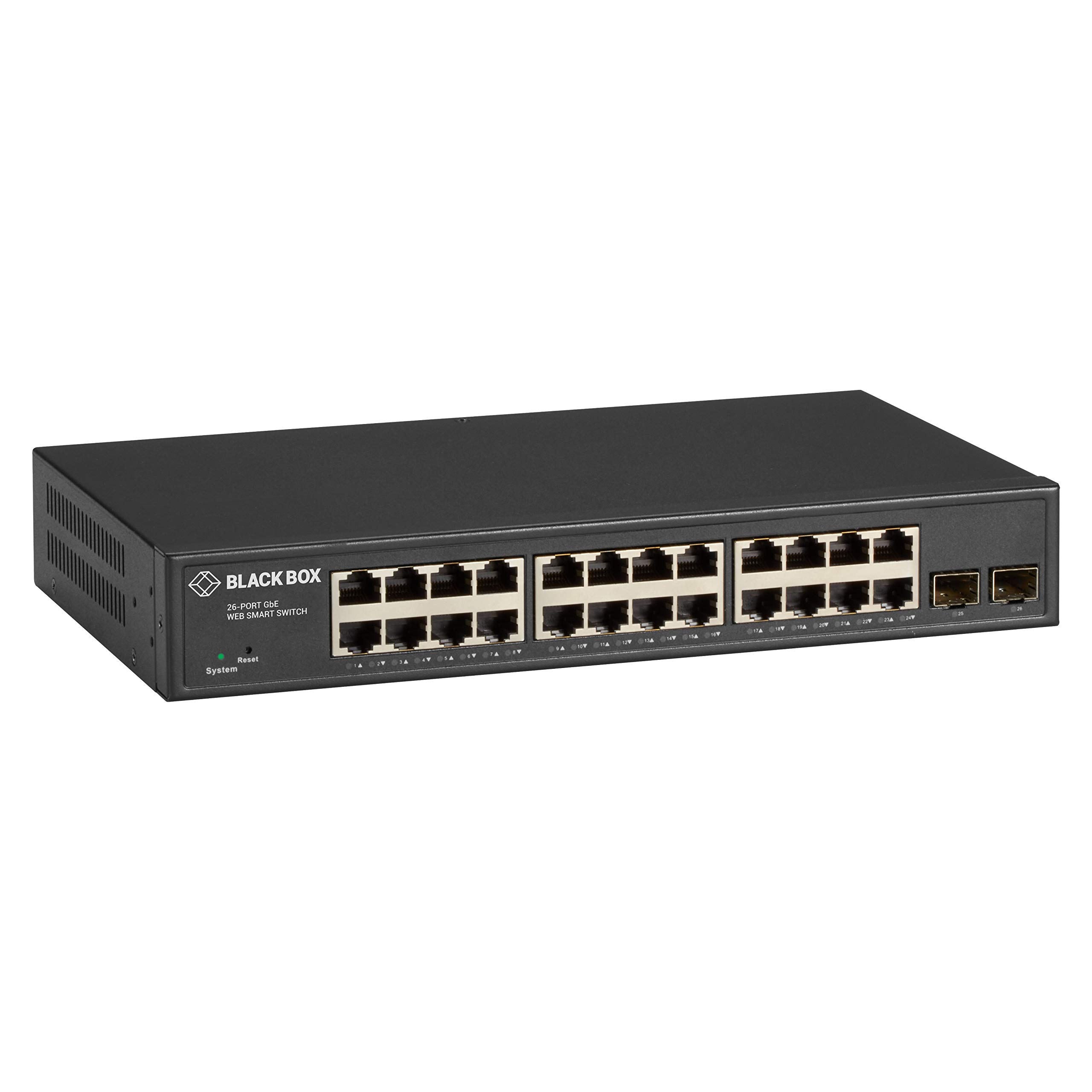 THIS LAYER 2 WEB SMART SWITCH INCLUDES 16 10-/100-/1000-MBPS RJ45 PORTS AND TWO