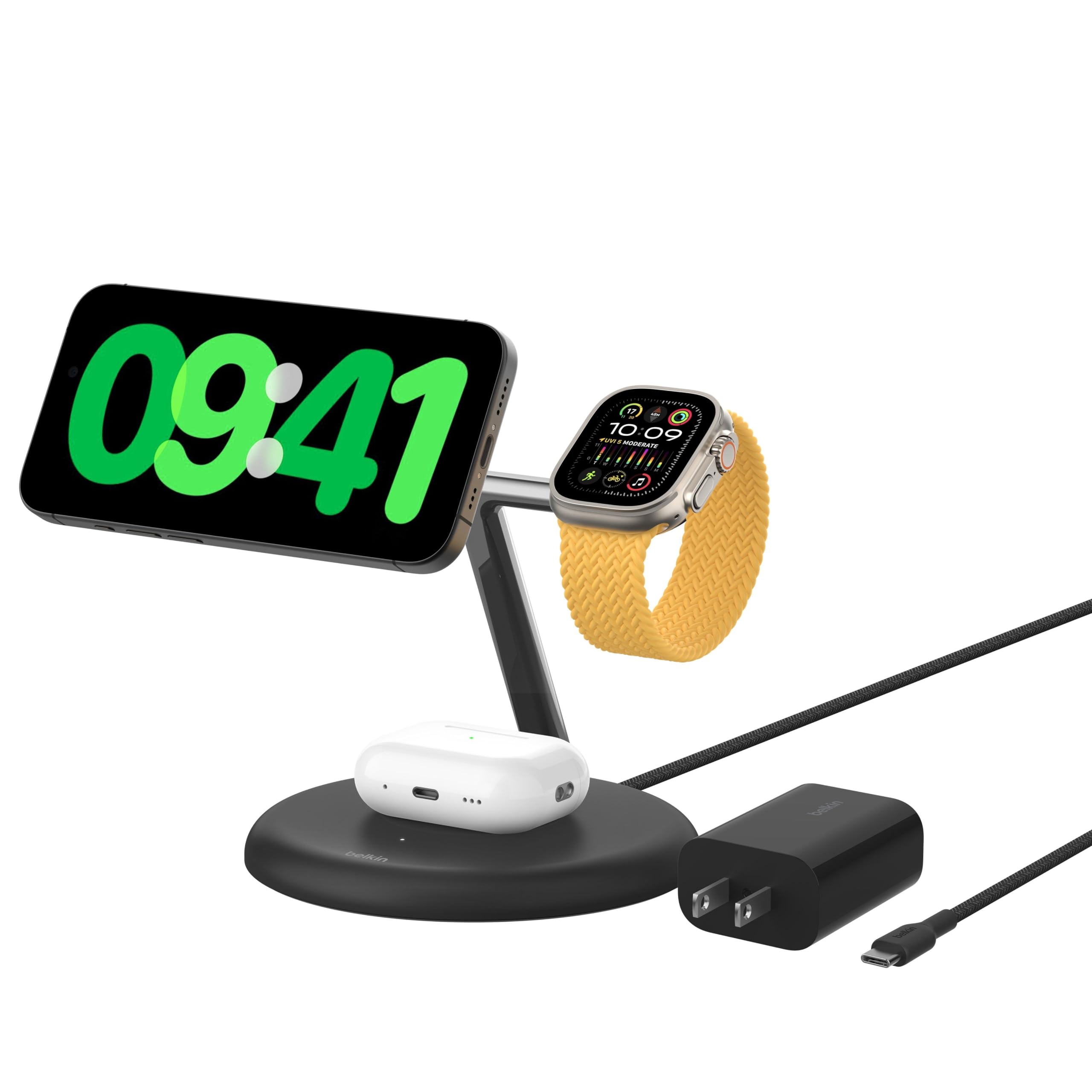 QI2 3/1 MAGNETIC WIRELESS STAND, BLACK