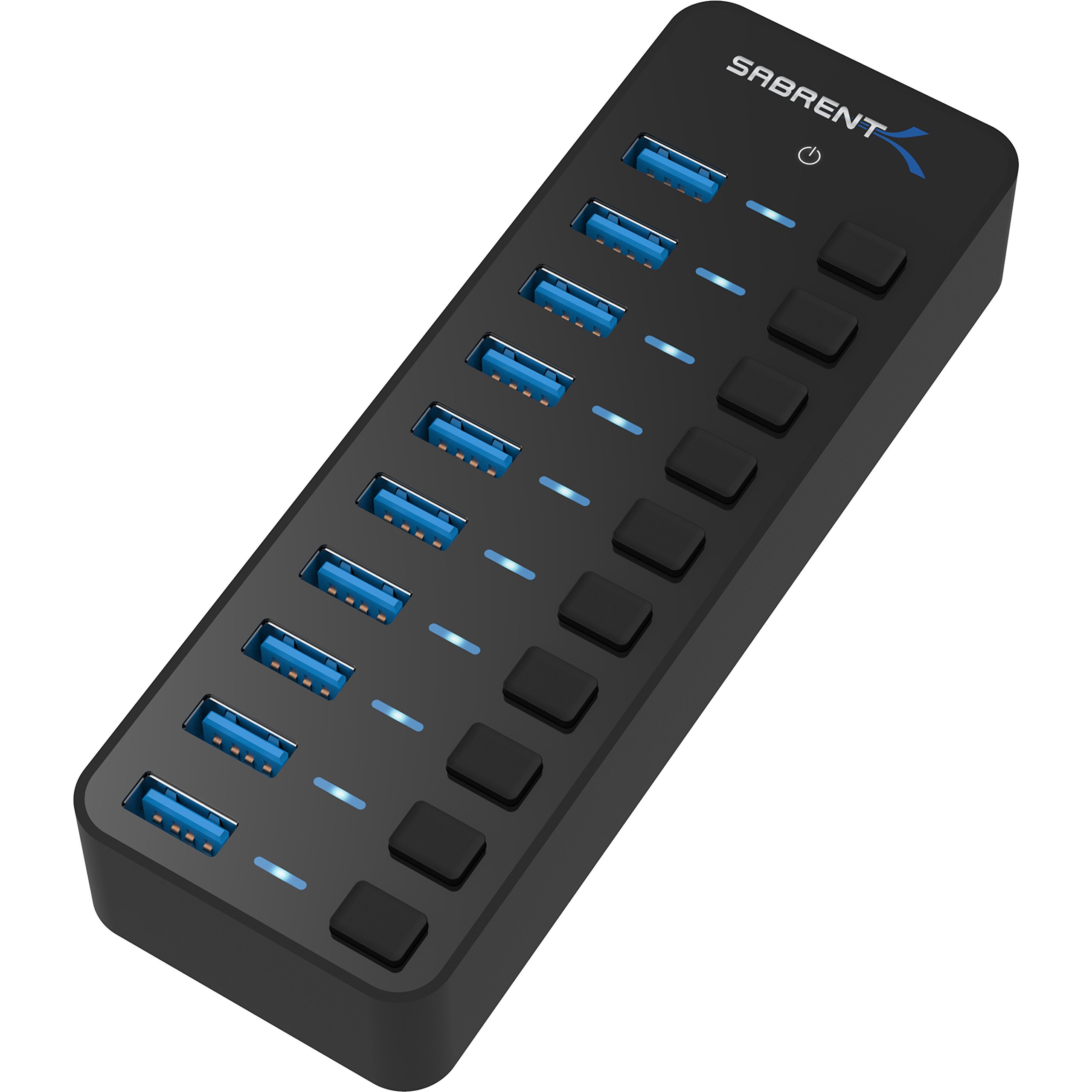 10PORT 60W USB 3.0 HUB WITH     INDIVIDUAL POWER SWITCHES  LEDS