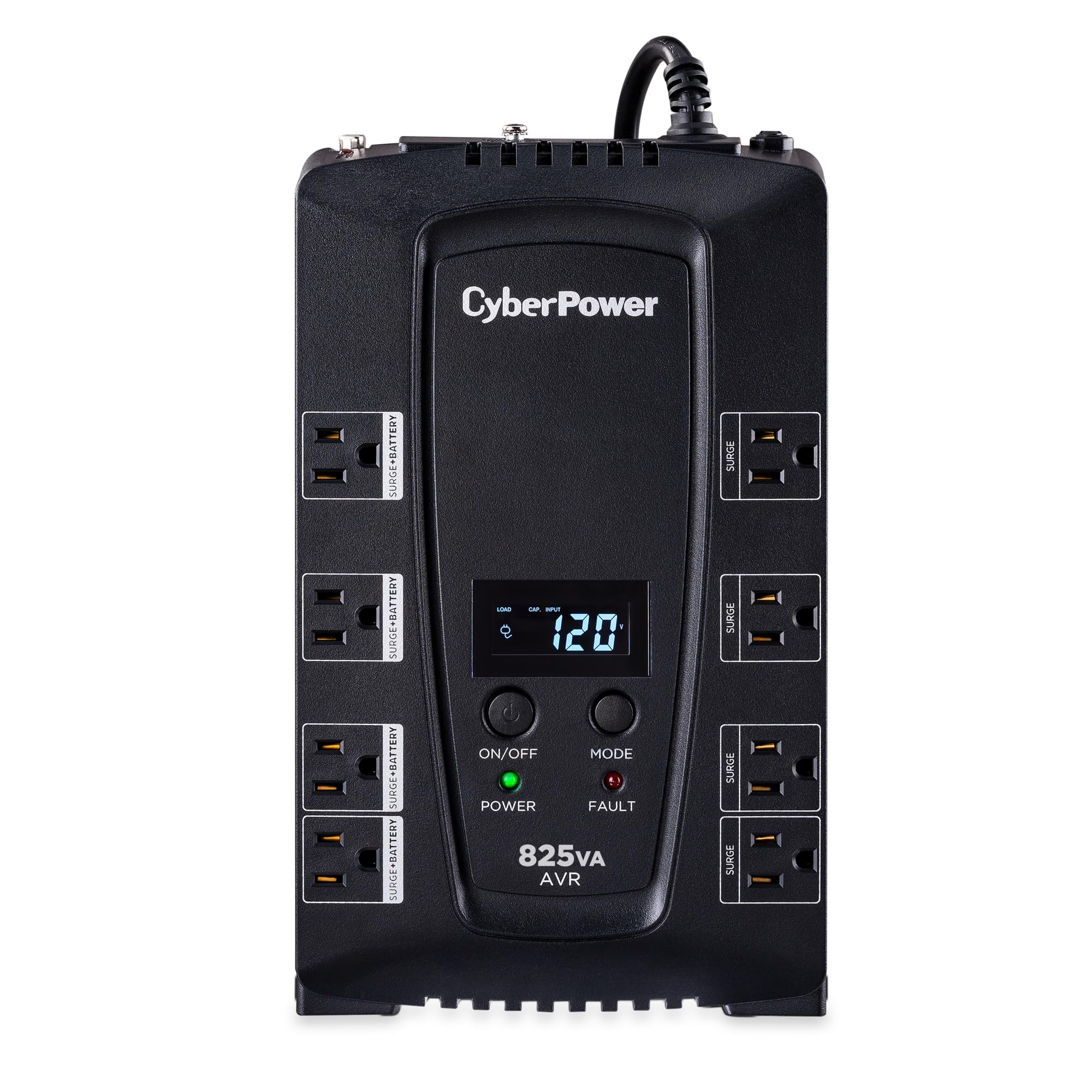 825VA CP AVR LCD UPS 3 YR WTY   8 OUT 120V 15A 5-15R RJ11/RJ45/COAX