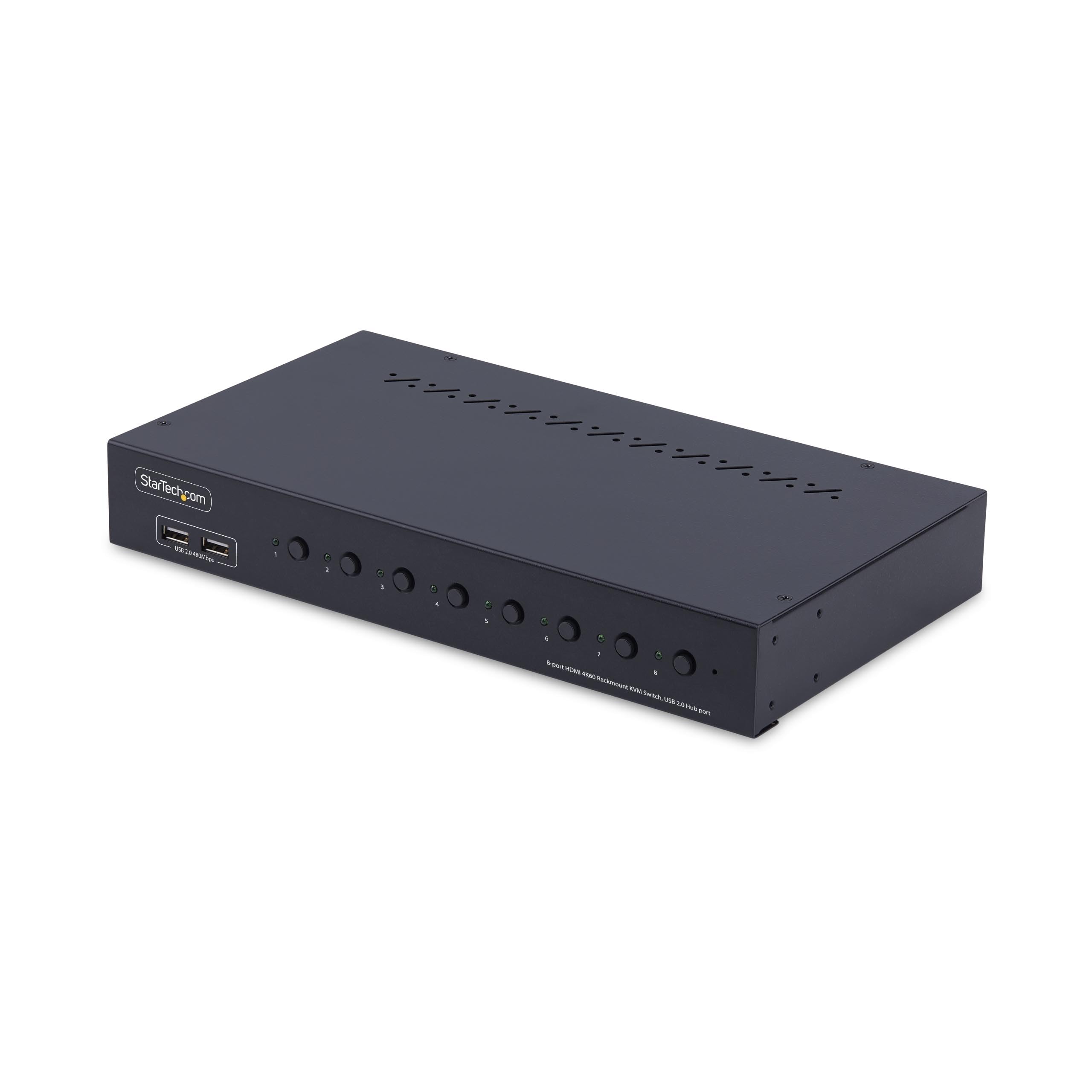 8-PORT HDMI KVM SWITCH WITH 1U RACK MOUNT KIT, 4K 60HZ HDMI 2.0, PUSH-BUTTON & H