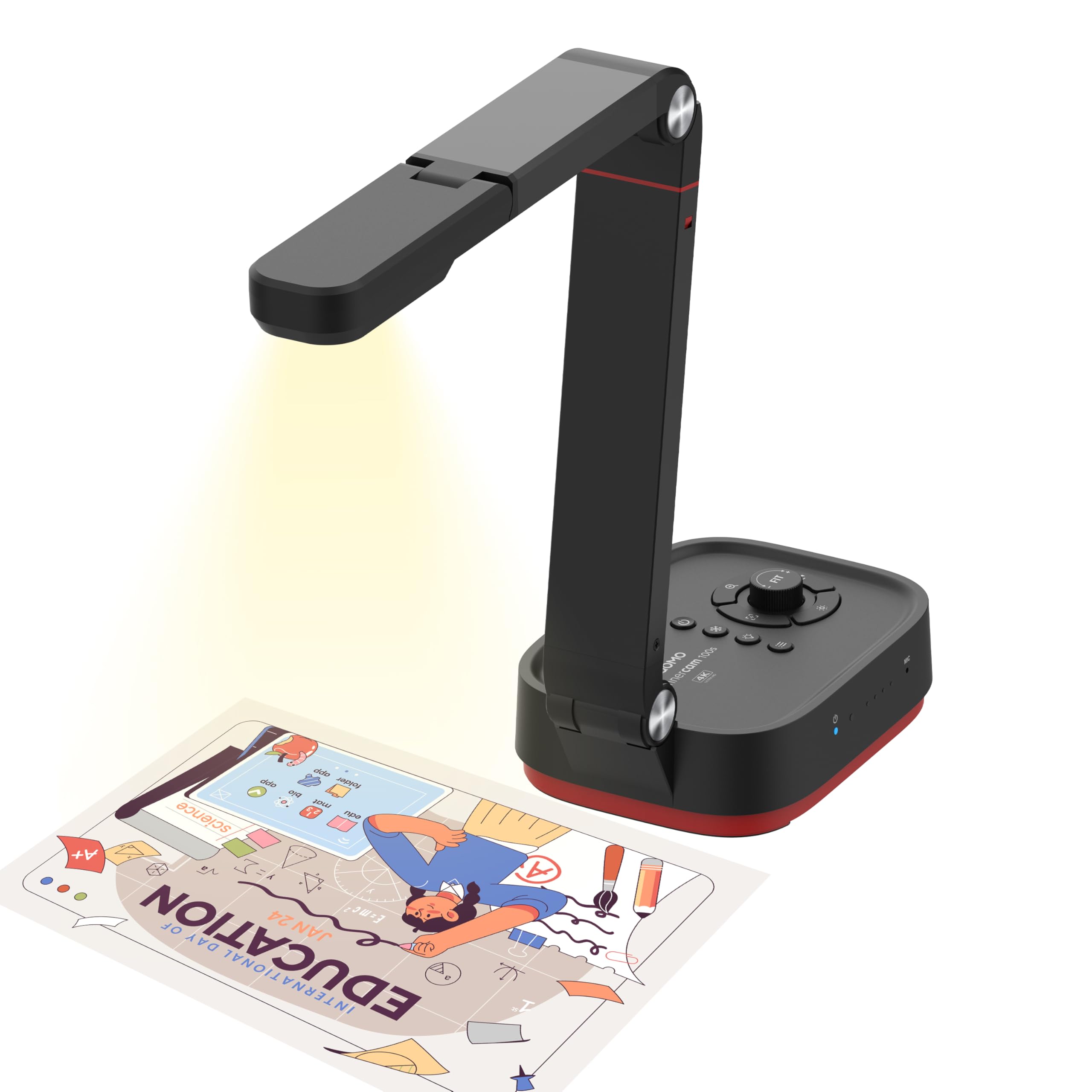 4K WIRELESS/HDMI/USB DOCUMENT CAMERA, 13 MP FLIP CAMERA, EXTENDABLE NECK, DUAL 2