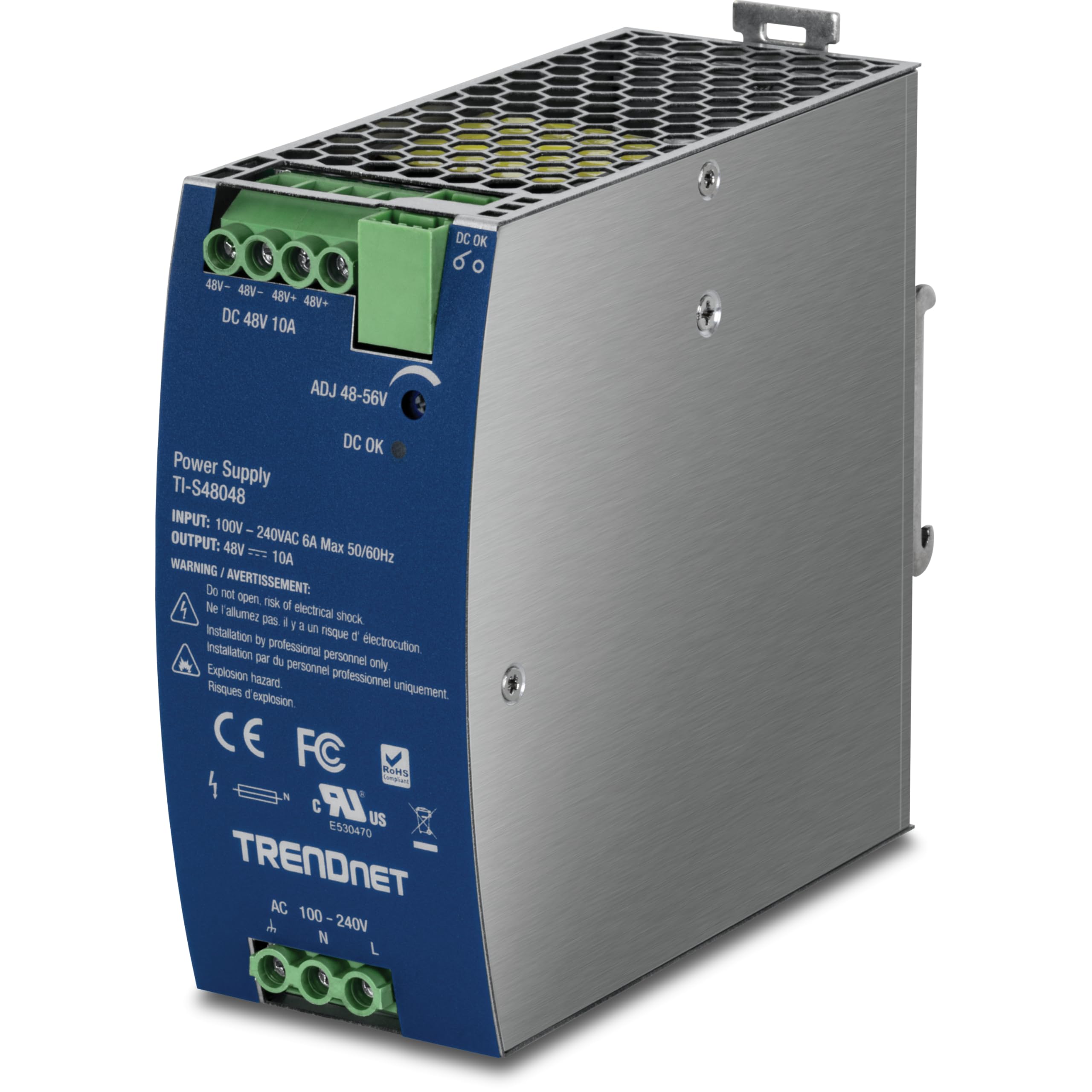 480W, 48 56V DC, 10A AC TO DC DIN-RAIL POWER SUPPLY WITH PFC FUNCTION