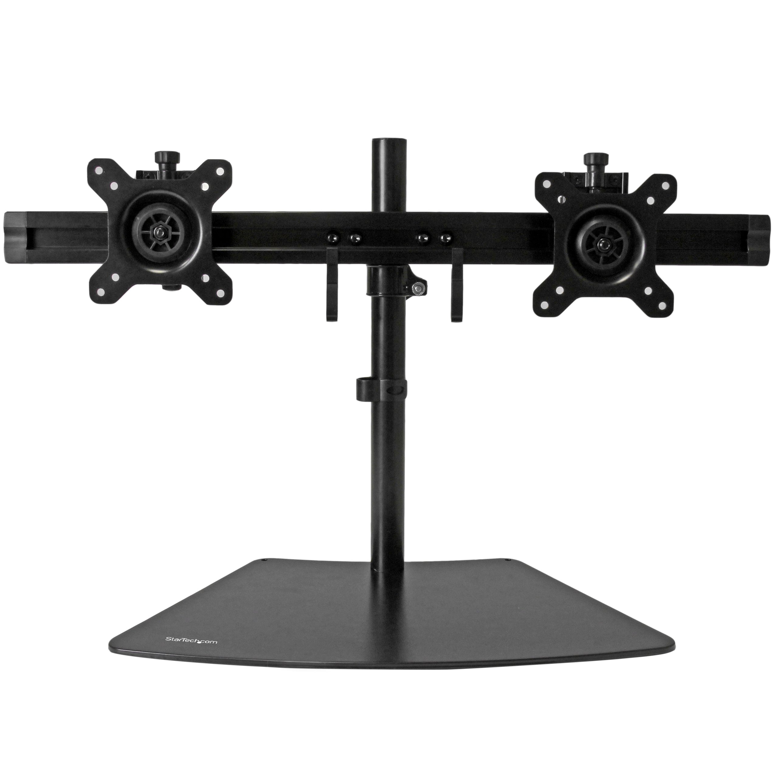 SAVE DESK SPACE BY MOUNTING TWO MONITORS HORIZONTALLY WITH THIS DUAL MONITOR STA