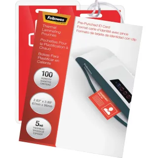 100PK 5MIL LAMINATING POUCHES   ID PUNCHED
