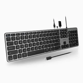 USB-C KEYBOARD WITH HUB MAC PC  KEYBOARD WITH USB-A  USB-C PORTS