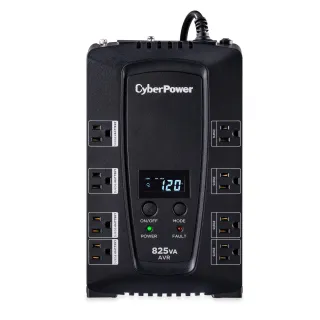 825VA CP AVR LCD UPS 3 YR WTY   8 OUT 120V 15A 5-15R RJ11/RJ45/COAX