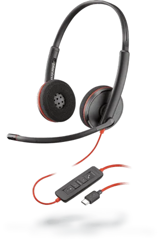 POLY BLACKWIRE 3220 STEREO USB-C HEADSET +USB-C/A ADAPTER
