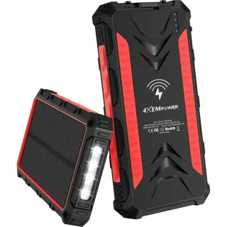 30000MAH SOLAR CHARGER RED      POWER BANK AND CHARGER USB-C USB-A
