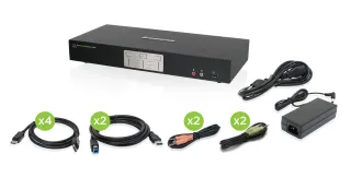 2-PORT 4K DUAL VIEW DISPLAYPORT KVMP WITH USB 3.0 HUB AND AUDIO (TAA) TAA COMPLI