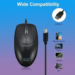 USB-C TAA OPTICAL SCROLL MOUSE  BLK 1000 DPI