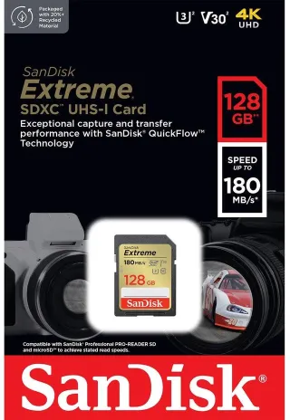 SDSDXVA-128G-ANCIN EXTREME SD   180/90MB/S RW C10 UHS U3 V30 R