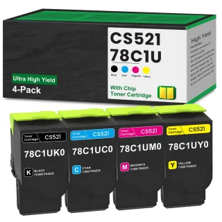 LEXMARK 78C1UY0 YELLOW RETURN PROGRAM TONER CARTRIDGE FOR USE IN CS521,CS/CX622