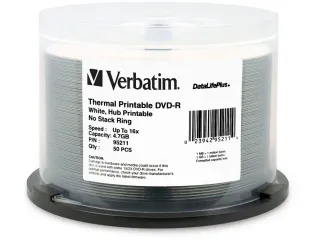 50PK DVD-R 16X 4.7GB WHITE      THERMAL HUB PRINTABLE SPINDLE