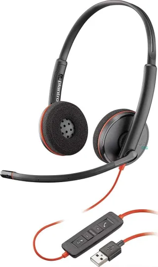 POLY BLACKWIRE 3220 USB HEADSET DUAL-EAR HEADSET W BOOM MIC - USB-A