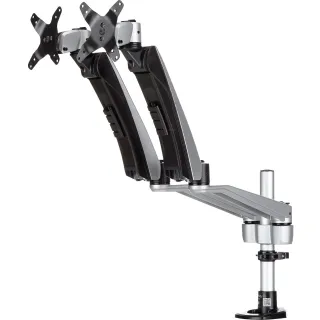 SAVE SPACE AND WORK IN COMFORT WITH THIS PREMIUM DESK MOUNT DUAL MONITOR ARM - M