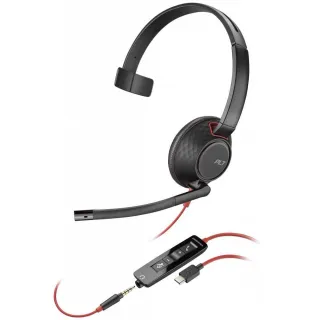 POLY BLACKWIRE 5210 MONAURAL USB-C HEADSET +3.5MM PLUG +USB-C/A ADAPTER