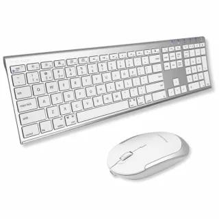BLUETOOTH KEYBOARD AND MOUSE    COMBO RECHARGEABLE ALUMINUM SILVER
