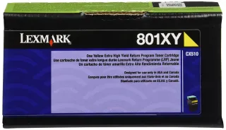 LEXMARK 80C1XY0 YELLOW RETURN PROGRAM TONER CARTRIDGE FOR USE IN CX510 ESTIMATED