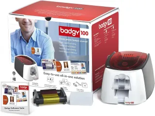 BADGY100 COLOR ID CARD PRINTER  1 CLR RIB 50 CARDS SW CABLES