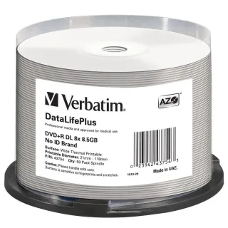 DVD+R DL 8.5GB 8X, WHITE WIDE THERMAL PRINTABLE, 50PK SPINDLE (EVEREST, TEAC COM
